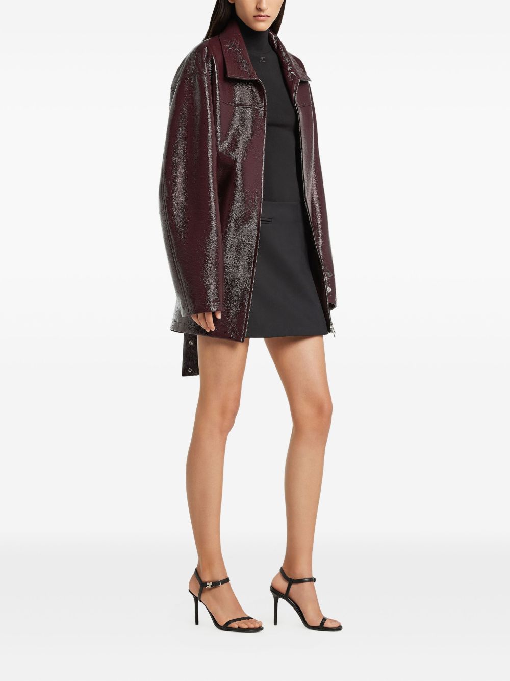 Giacca in vinile con cintura in bordeaux COURRÈGES - donna 