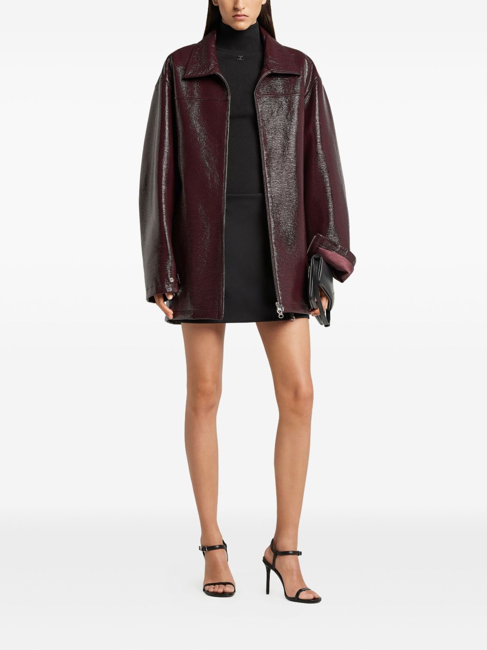 Giacca in vinile con cintura in bordeaux COURRÈGES - donna 