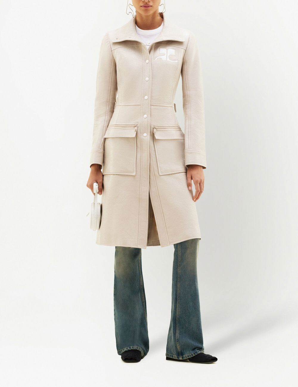 Trench Reedition in vinile in beige chiaro Courrèges - donna 