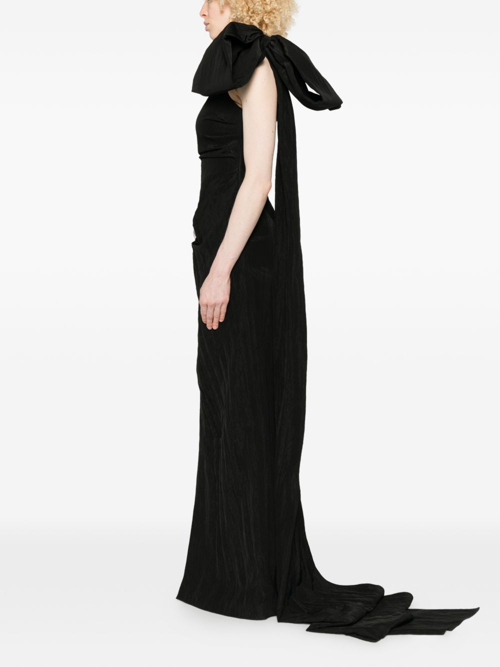 Abito con fiocco oversize e cristalli in nero David Koma - donna 