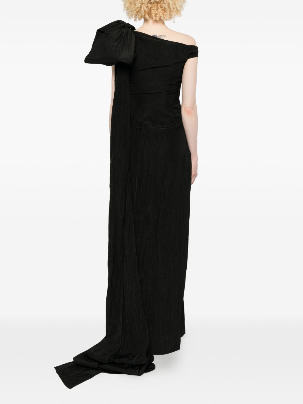 Abito con fiocco oversize e cristalli in nero David Koma - donna 