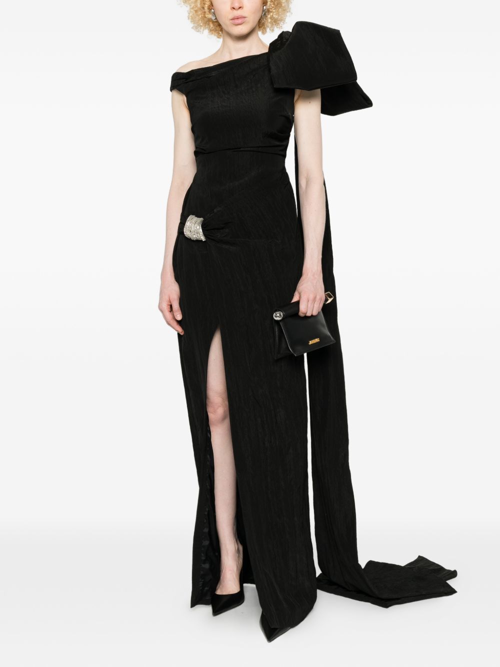Abito con fiocco oversize e cristalli in nero David Koma - donna 