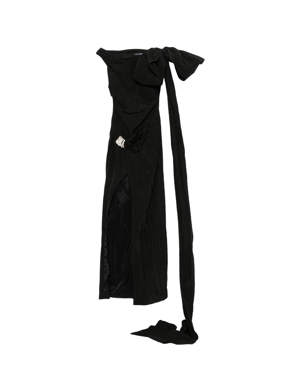 Abito con fiocco oversize e cristalli in nero David Koma - donna 