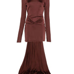 Abito mini con strascico in bordeaux David Koma - donna 
