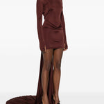 Abito mini con strascico in bordeaux David Koma - donna 