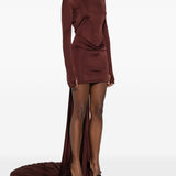 Abito mini con strascico in bordeaux David Koma - donna 