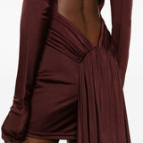 Abito mini con strascico in bordeaux David Koma - donna 