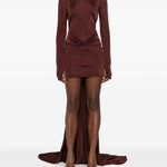 Abito mini con strascico in bordeaux David Koma - donna 