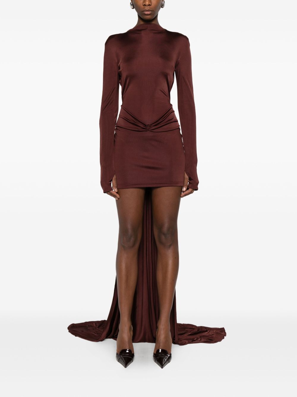 Abito mini con strascico in bordeaux David Koma - donna 