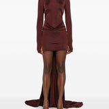 Abito mini con strascico in bordeaux David Koma - donna 