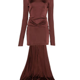 Abito mini con strascico in bordeaux David Koma - donna 