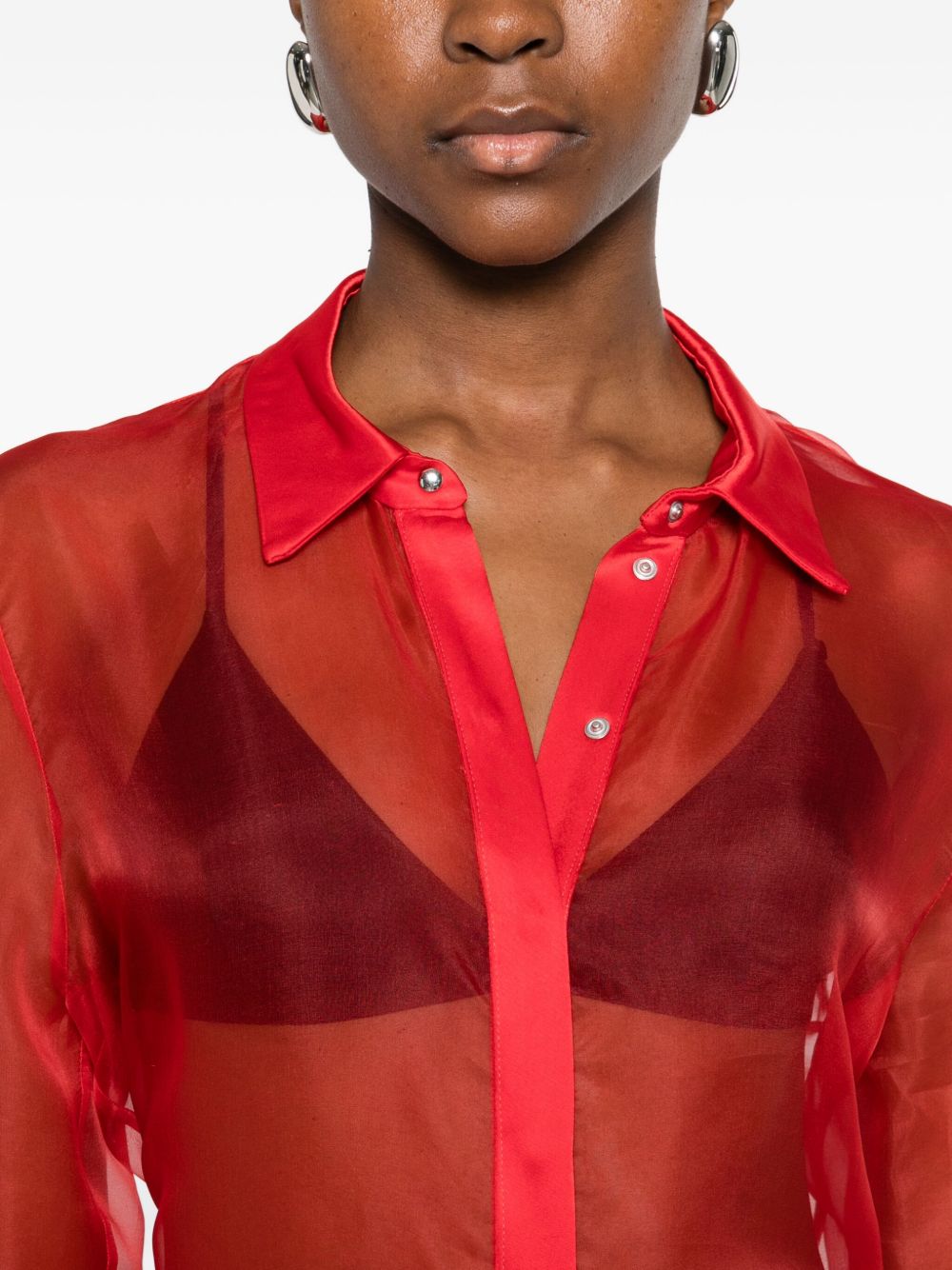 Camicia semi trasparente in rosso David Koma - donna 