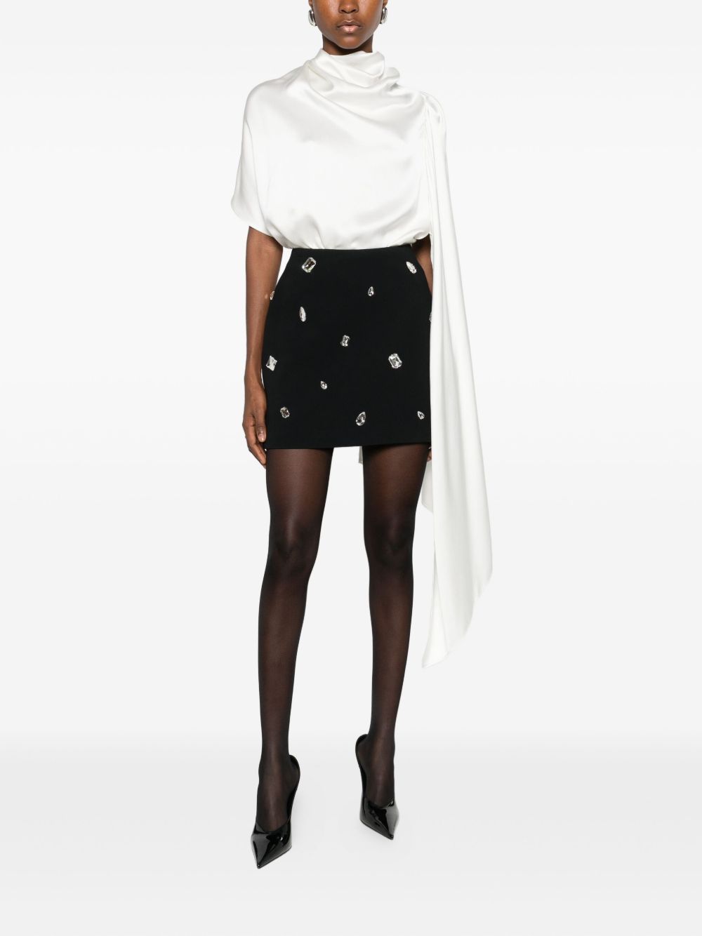 Minigonna con strass in nero David Koma - donna 