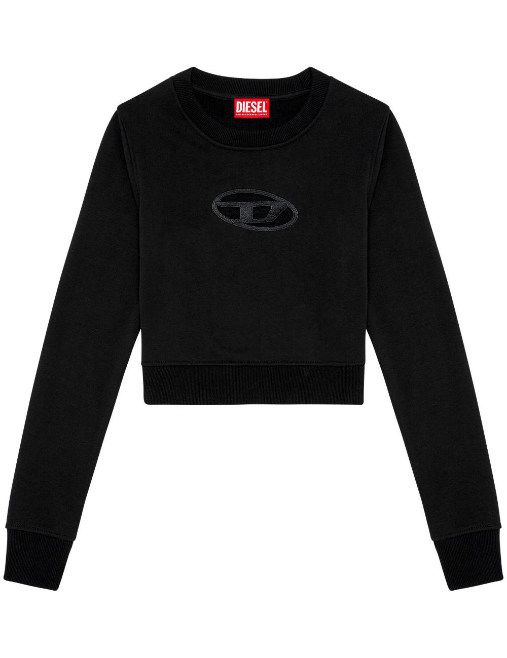 Felpa crop con logo in nero - DIESEL donna 