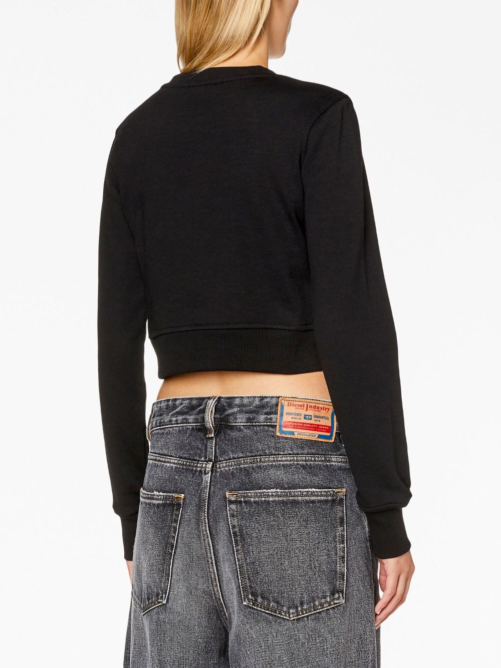 Felpa crop con logo in nero - DIESEL donna 