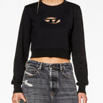 Felpa crop con logo in nero - DIESEL donna 
