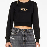 Felpa crop con logo in nero - DIESEL donna 