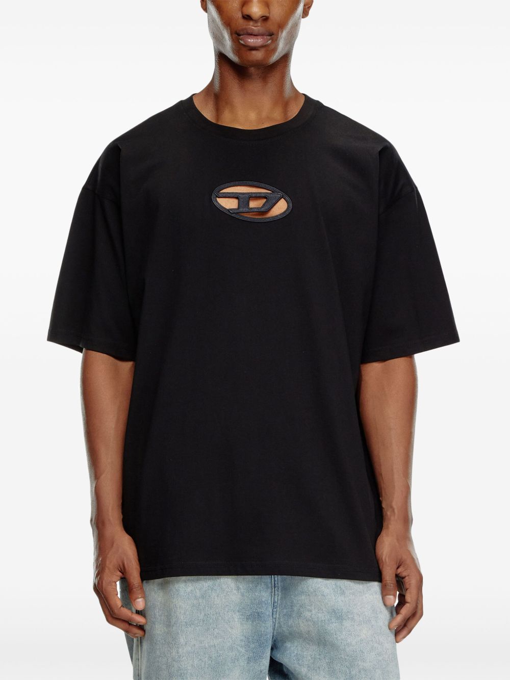 T-shirt con cut-out in nero Diesel - uomo 