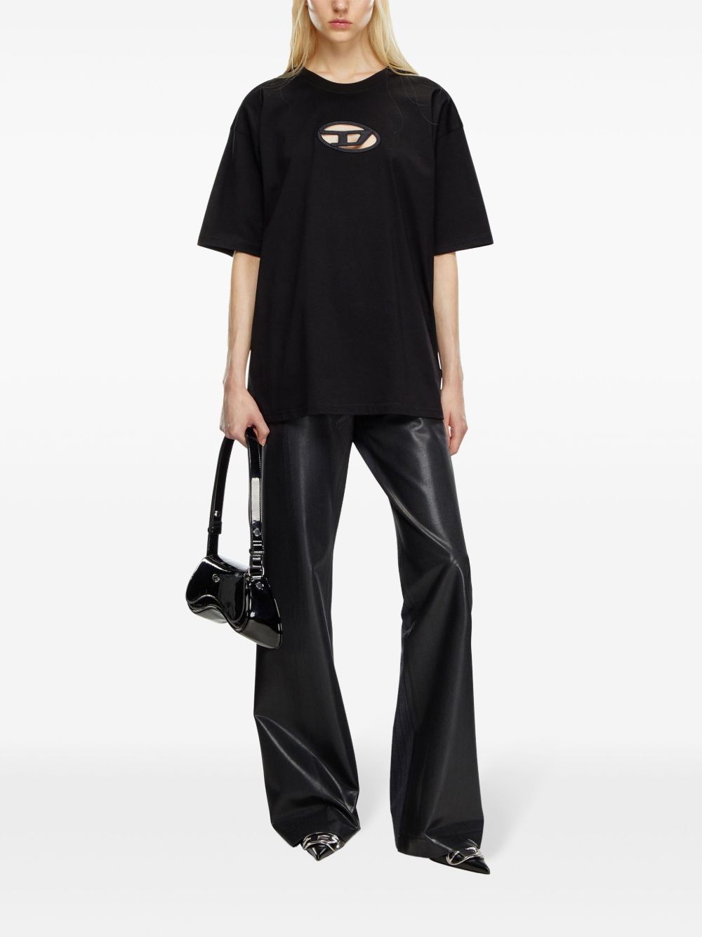 T-shirt con cut-out in nero Diesel - uomo 