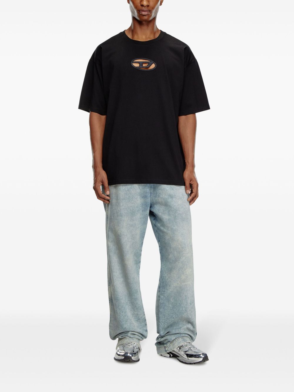 T-shirt con cut-out in nero Diesel - uomo 
