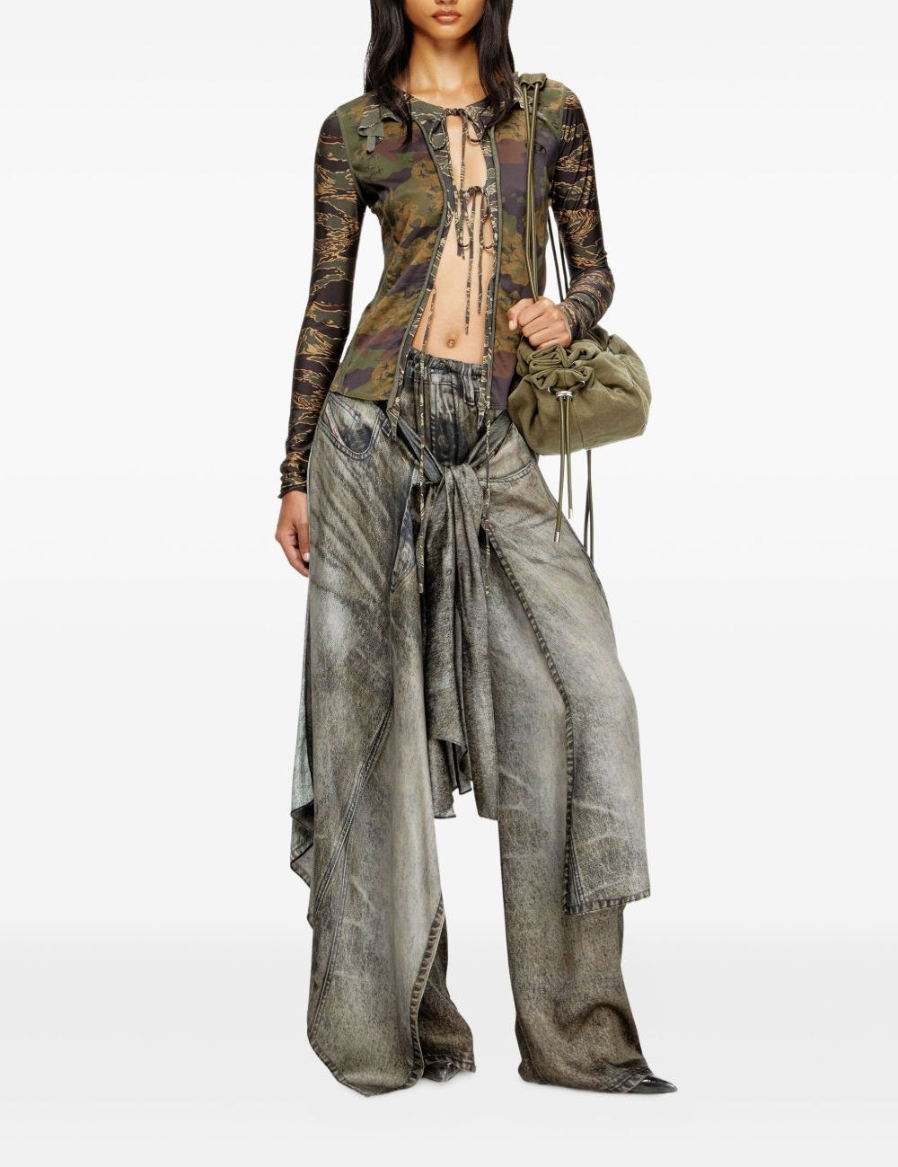 Top T-afry in verde Diesel - donna 