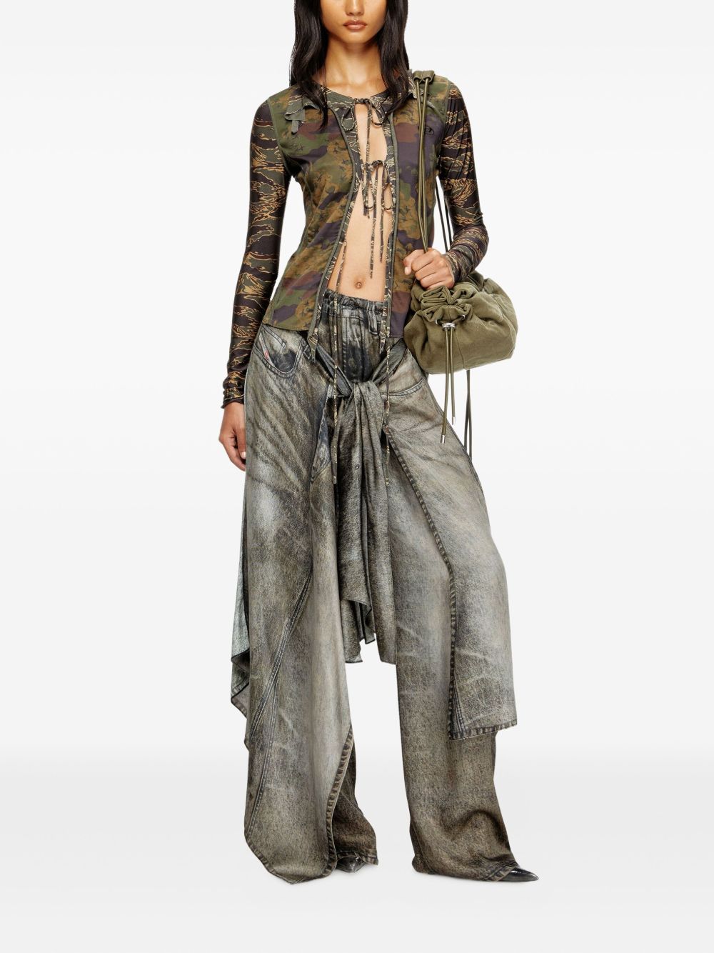 Top T-afry in verde Diesel - donna 