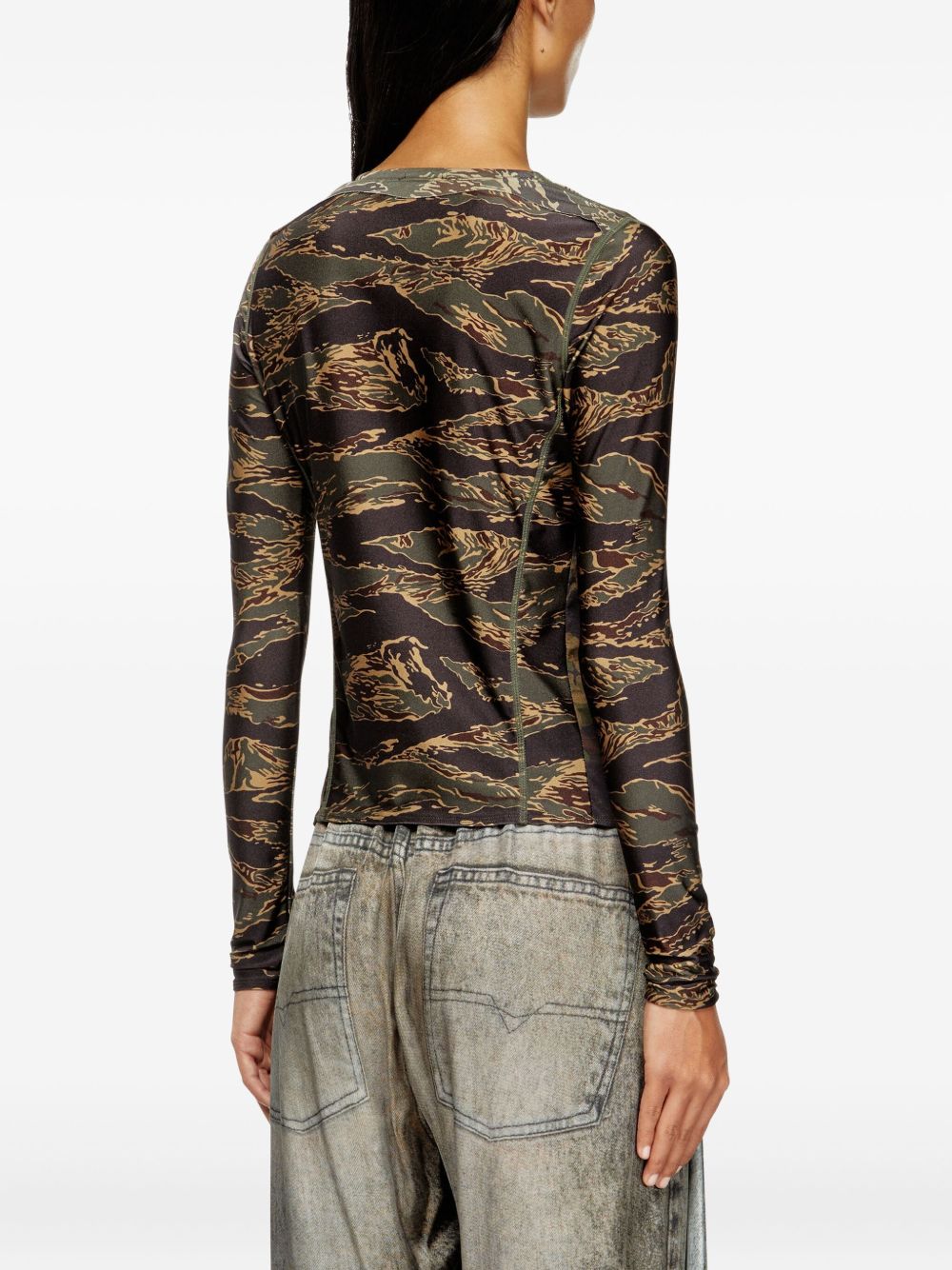 Top T-afry in verde Diesel - donna 