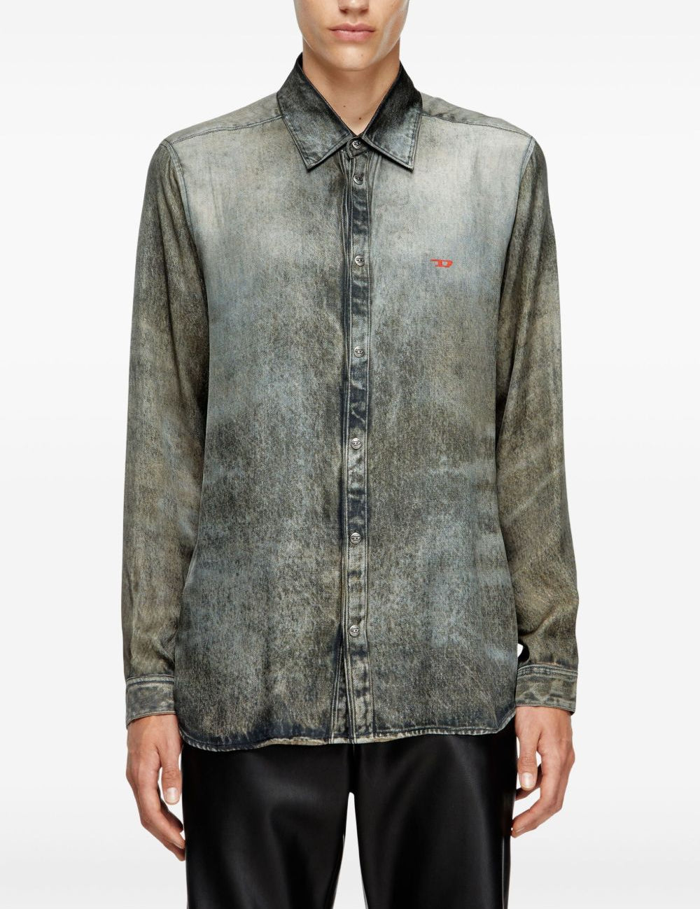 Camicia con lavaggio acido in nero Diesel - uomo 