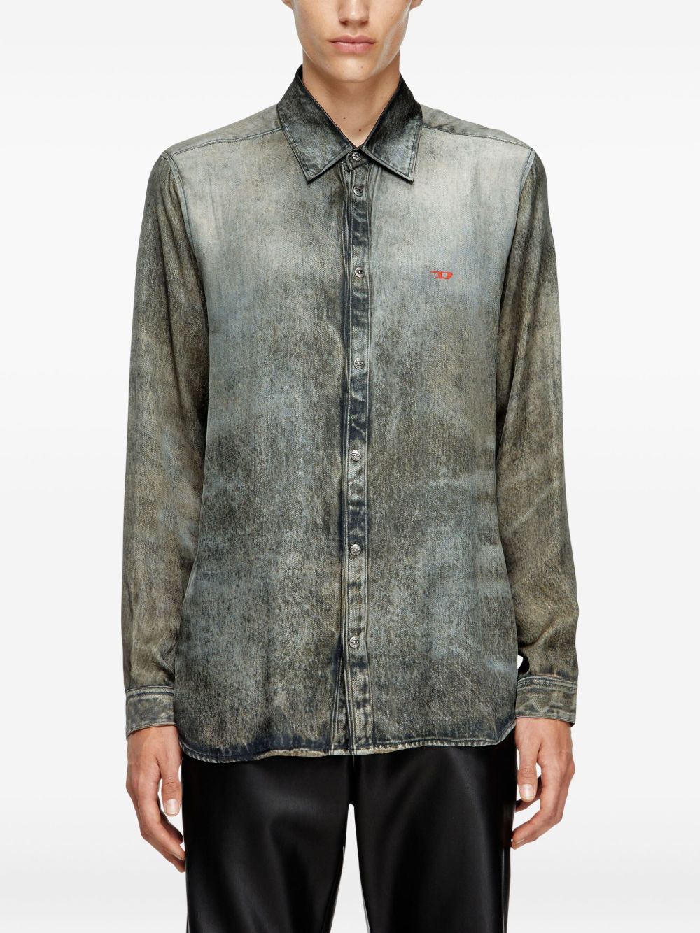 Camicia con lavaggio acido in nero Diesel - uomo 