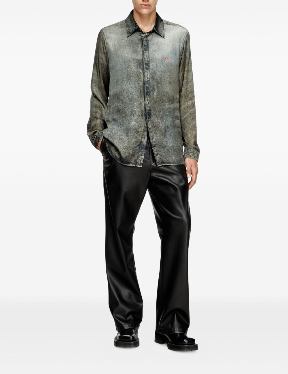 Camicia con lavaggio acido in nero Diesel - uomo 