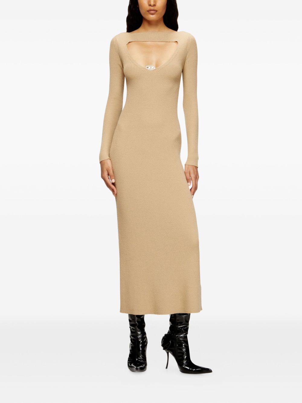 Abito midi a coste in beige Diesel - donna 