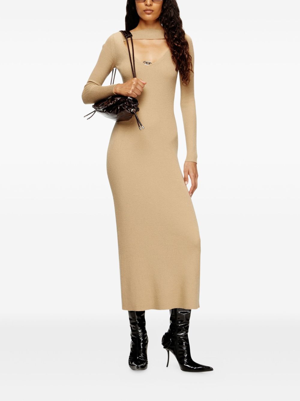 Abito midi a coste in beige Diesel - donna 