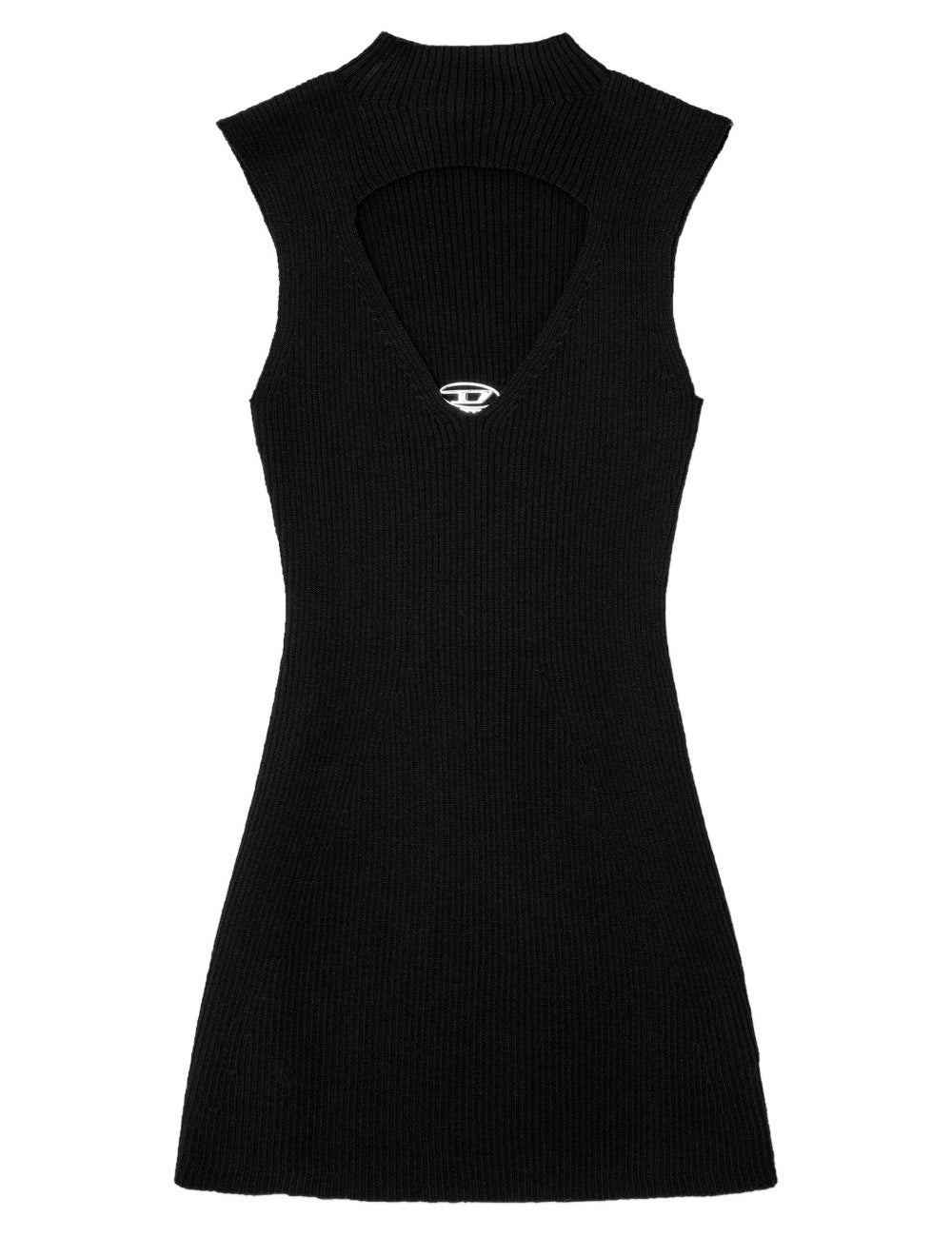Abito corto M-Oloni-Short a coste con apertura a goccia in nero Diesel - donna 