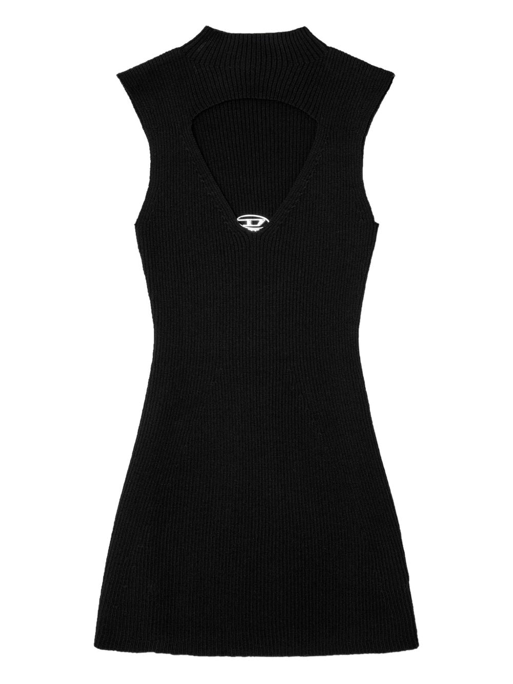 Abito corto M-Oloni-Short a coste con apertura a goccia in nero Diesel - donna 