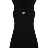 Abito corto M-Oloni-Short a coste con apertura a goccia in nero Diesel - donna 