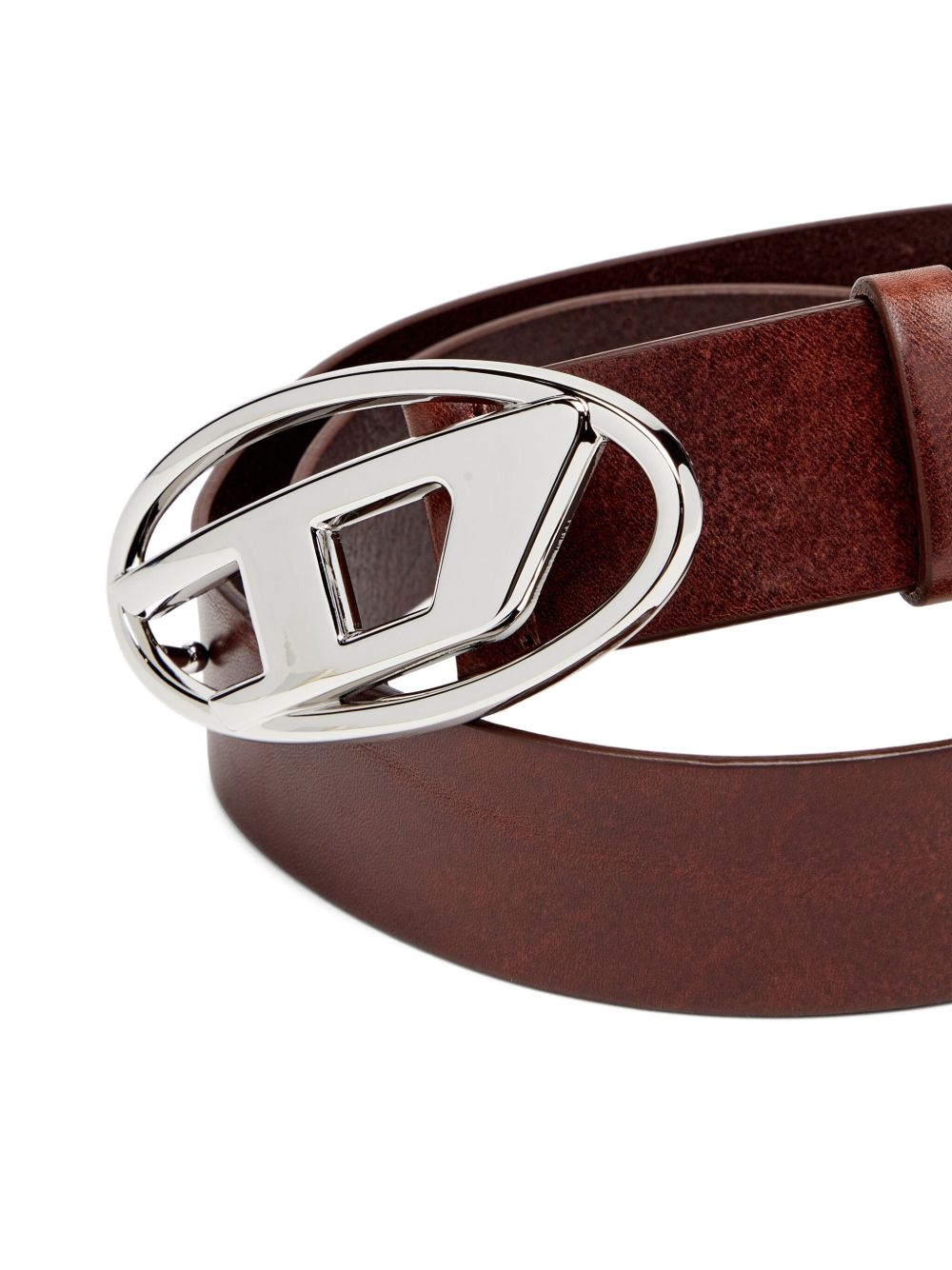 Cintura con fibbia logo in marrone Diesel - unisex 