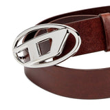 Cintura con fibbia logo in marrone Diesel - unisex 