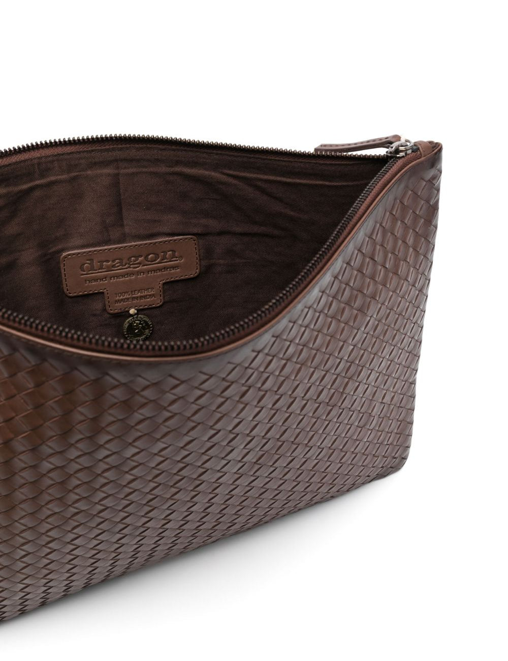 Clutch Intrecciato in pelle in marrone Dragon diffusion - donna 