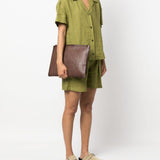Clutch Intrecciato in pelle in marrone Dragon diffusion - donna 