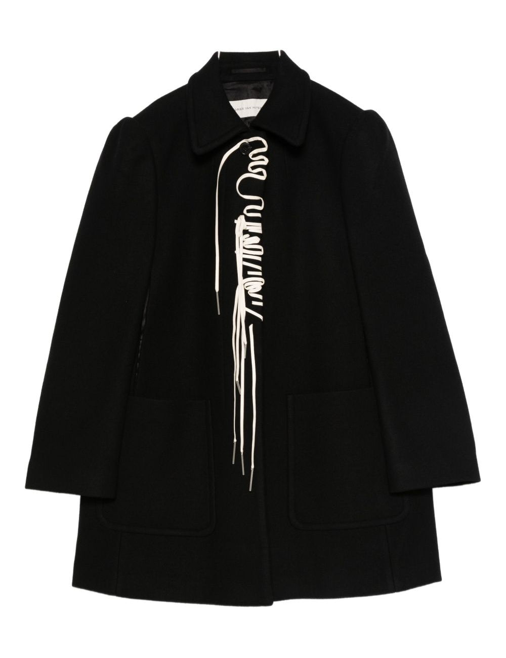 Cappotto in misto lana con lacci in nero Dries van noten - donna 