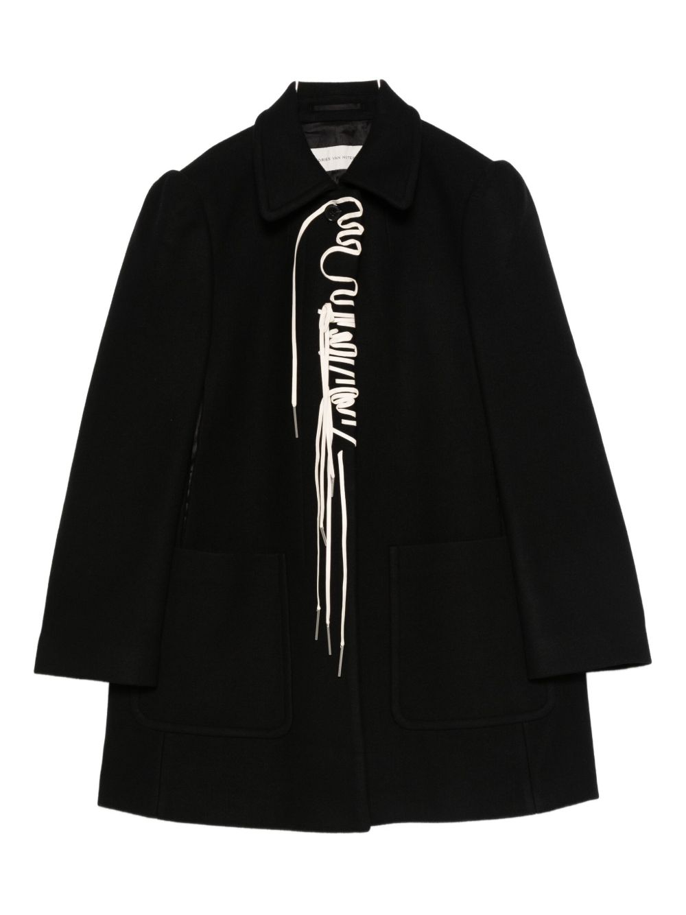 Cappotto in misto lana con lacci in nero Dries van noten - donna 