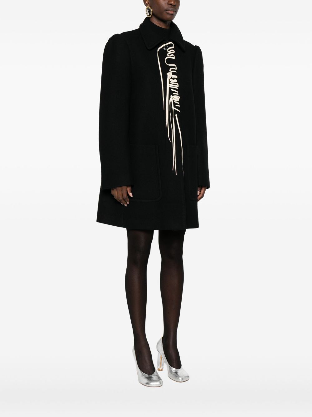Cappotto in misto lana con lacci in nero Dries van noten - donna 