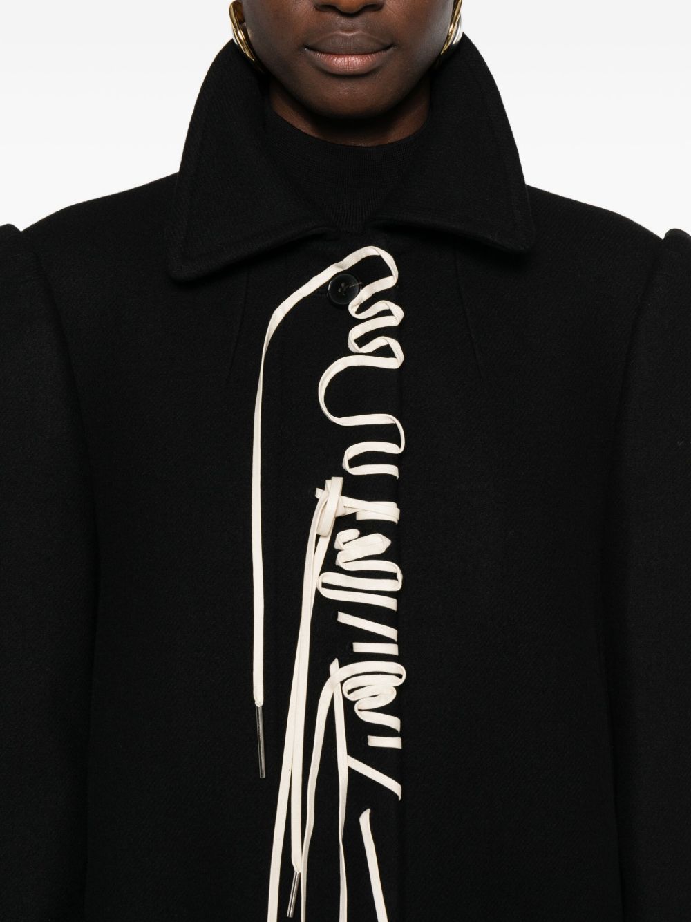 Cappotto in misto lana con lacci in nero Dries van noten - donna 