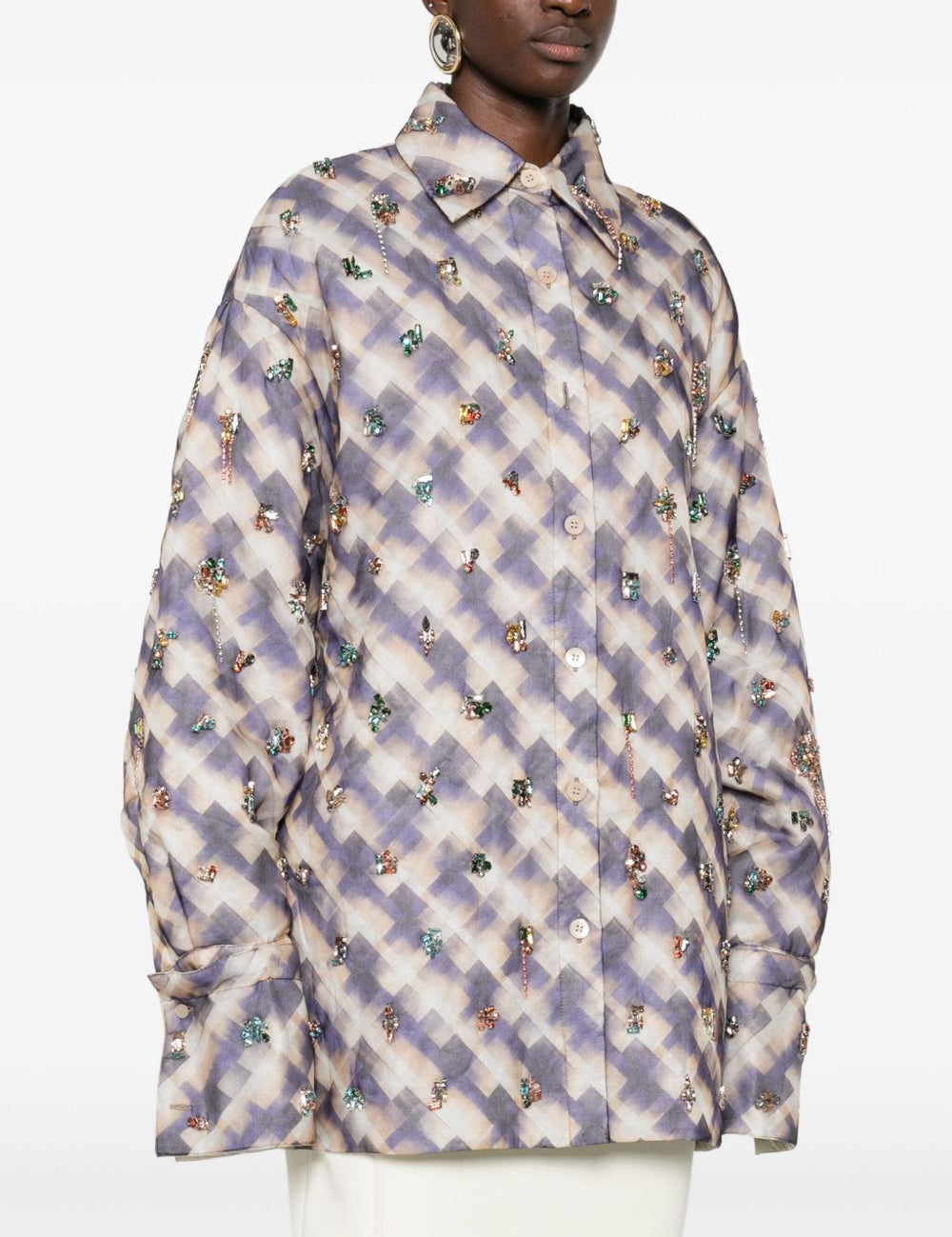 Giacca -camicia a quadri con cristalli in multicolore Dries van noten - donna 