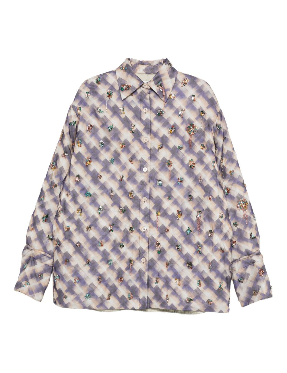 Giacca -camicia a quadri con cristalli in multicolore Dries van noten - donna 