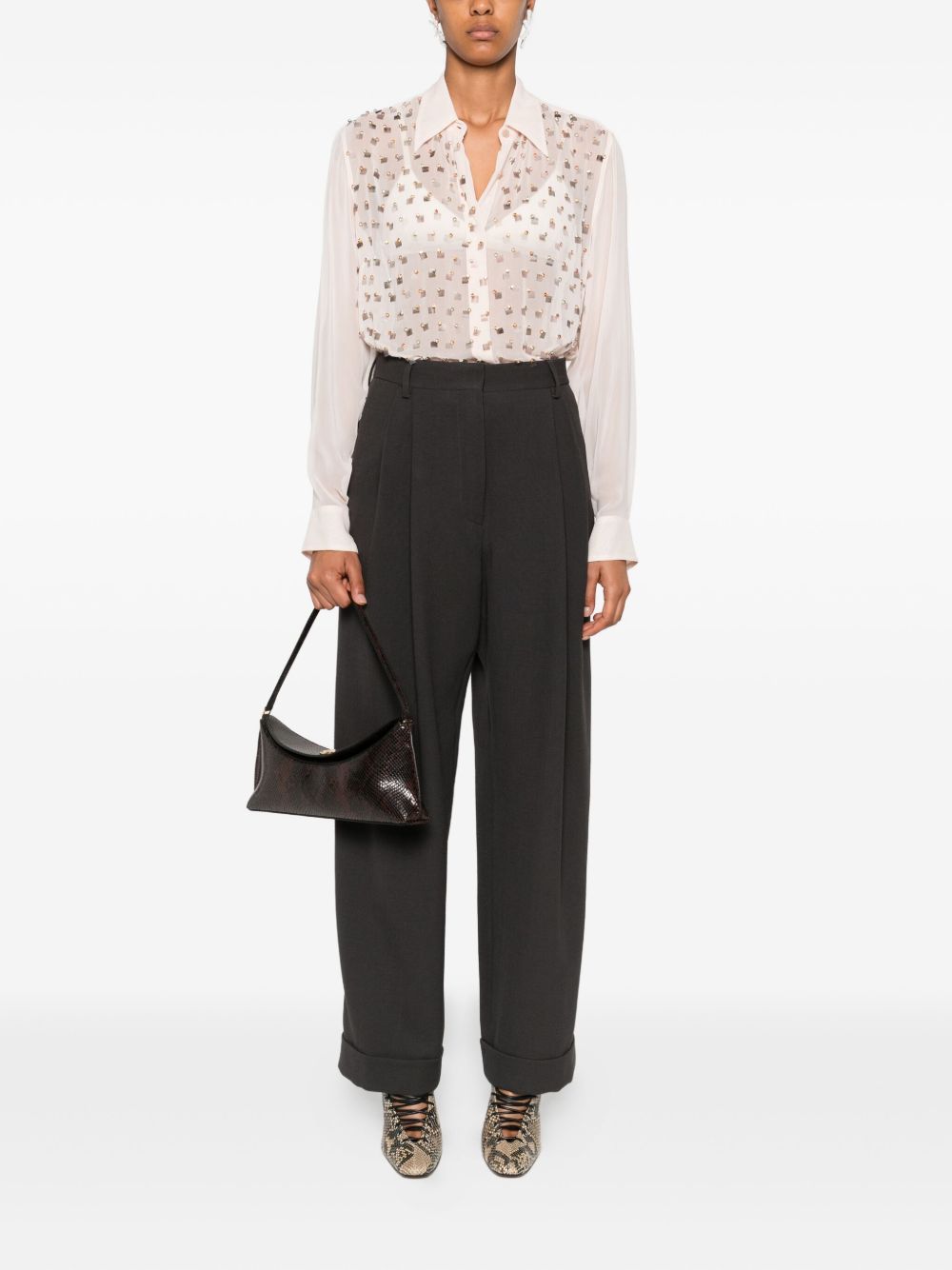 Pantalone a gamba ampia partan in grigio Dries van noten - donna 