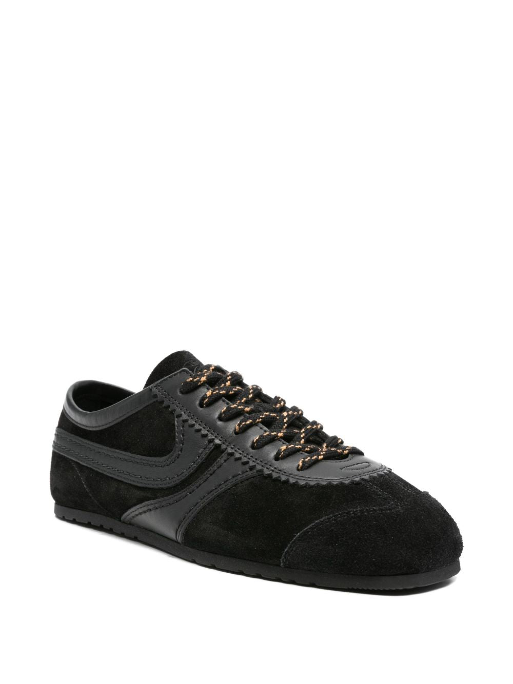 Sneakers in pelle con finiture in suede in nero 