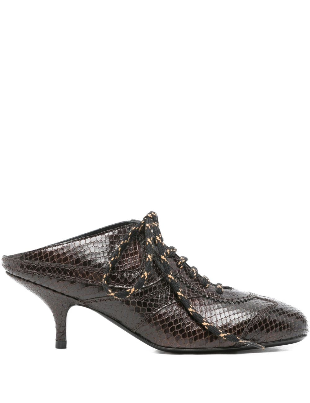 Mules in pelle effetto serpente con lacci in marrone Dries van noten - donna 