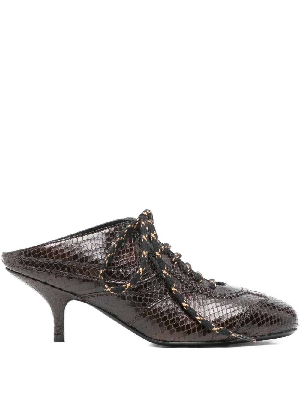 Mules in pelle effetto serpente con lacci in marrone Dries van noten - donna 