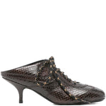 Mules in pelle effetto serpente con lacci in marrone Dries van noten - donna 
